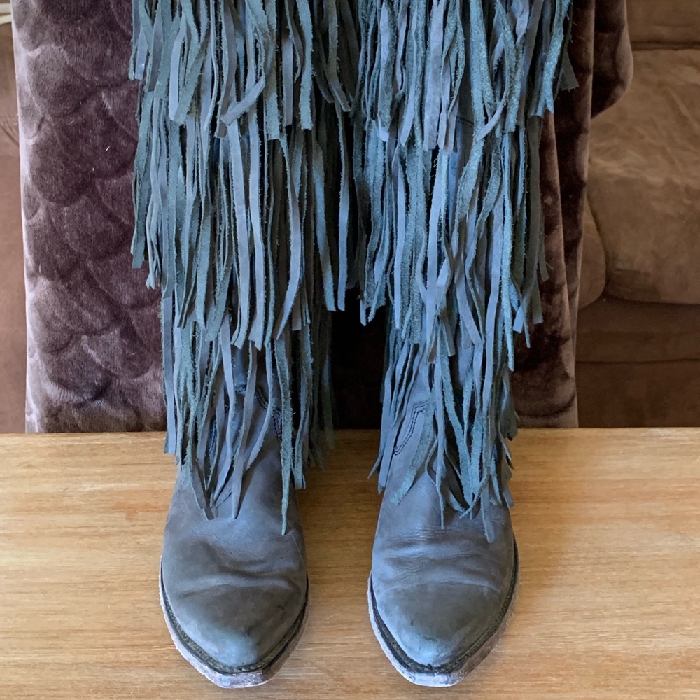 Liberty Black Tall Fringe Boots